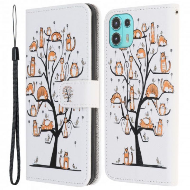 Flip Cover Motorola Edge 20 Lite Funky Cats Strappy