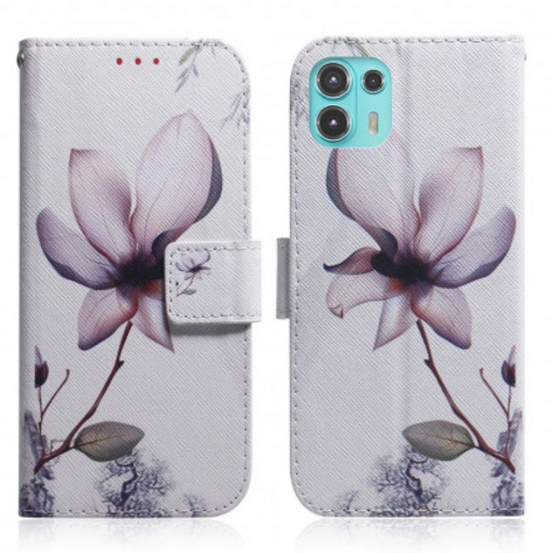 Flip Cover Motorola Edge 20 Lite Gammel Lyserød Blomst