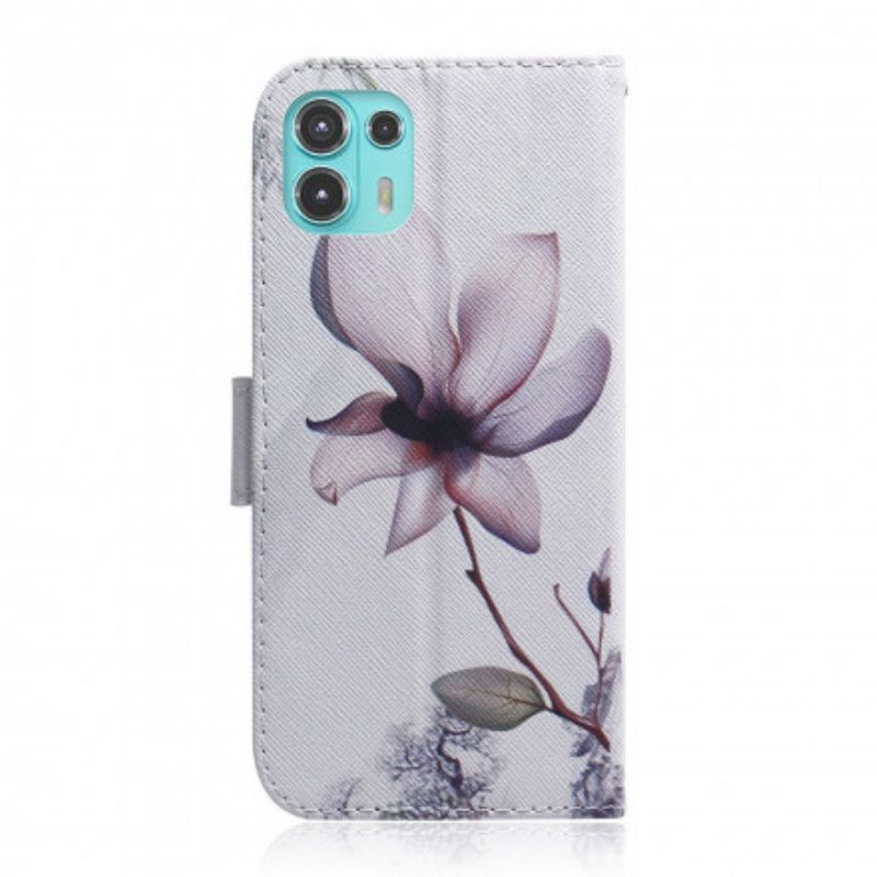 Flip Cover Motorola Edge 20 Lite Gammel Lyserød Blomst