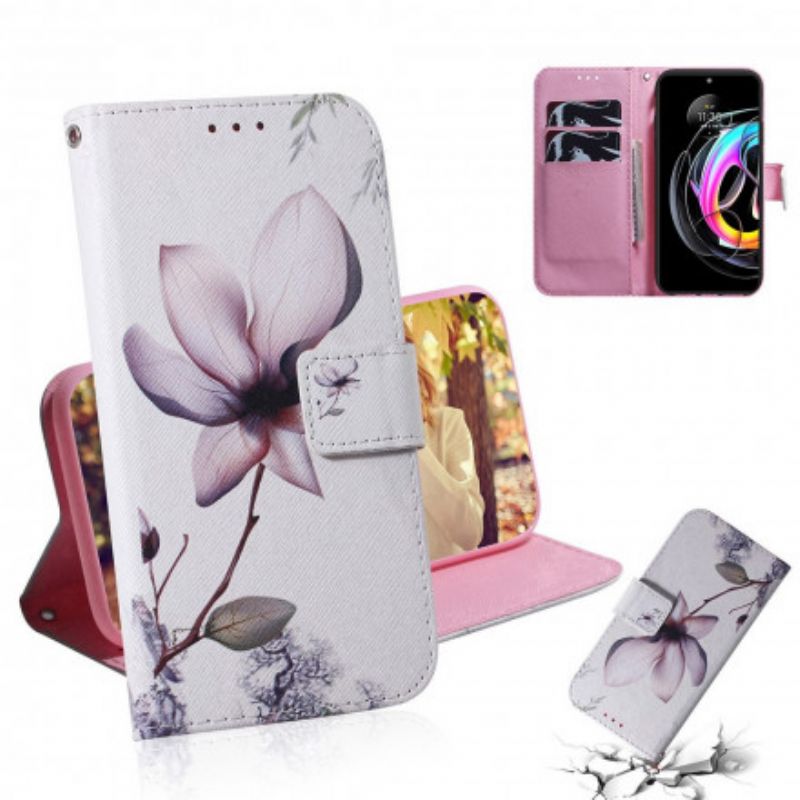 Flip Cover Motorola Edge 20 Lite Gammel Lyserød Blomst