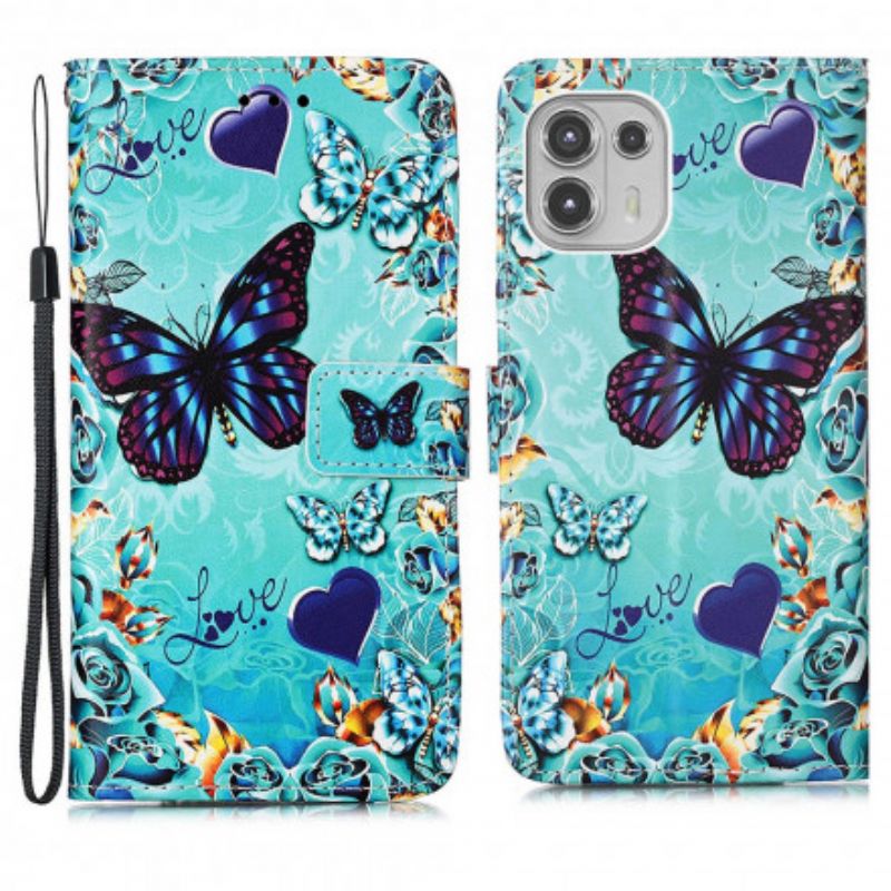 Flip Cover Motorola Edge 20 Lite Love Butterflies Strappy