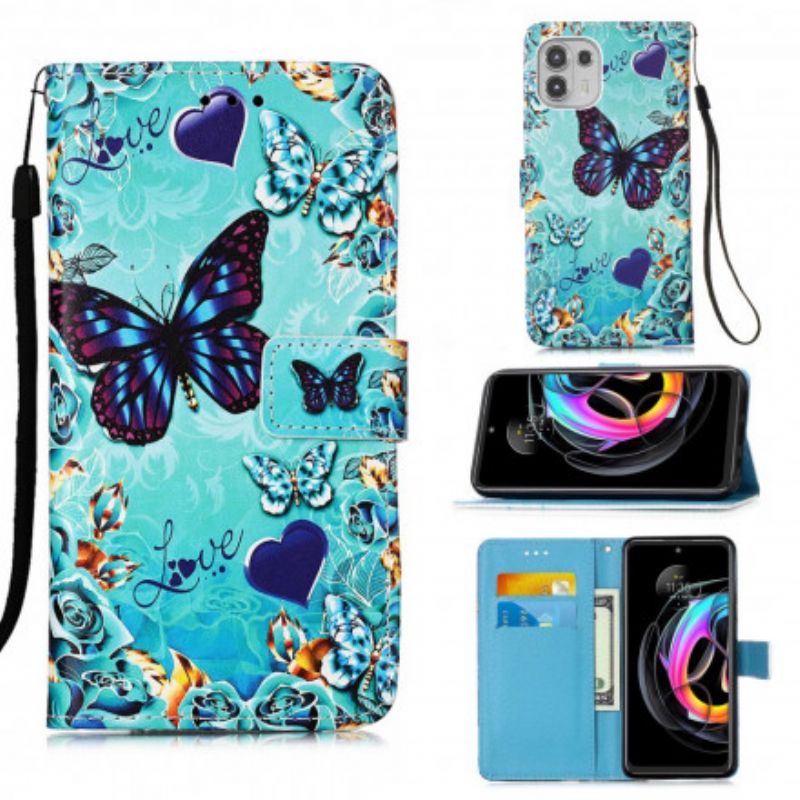 Flip Cover Motorola Edge 20 Lite Love Butterflies Strappy