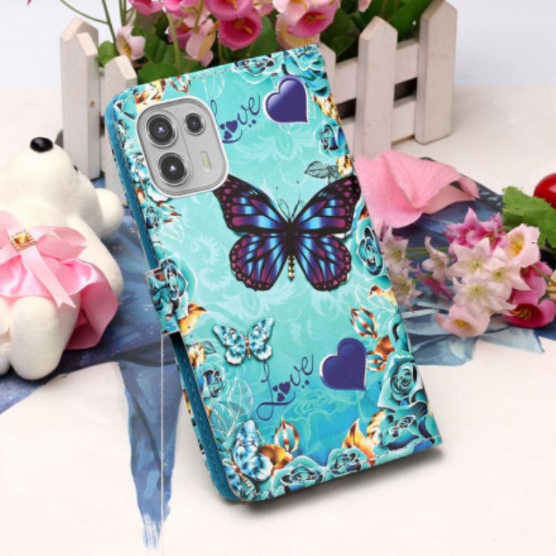 Flip Cover Motorola Edge 20 Lite Love Butterflies Strappy