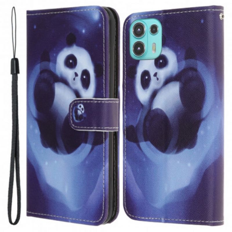 Flip Cover Motorola Edge 20 Lite Panda Space Strappy