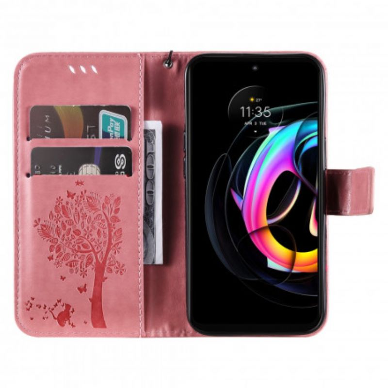 Flip Cover Motorola Edge 20 Lite Tree And Thong Cat