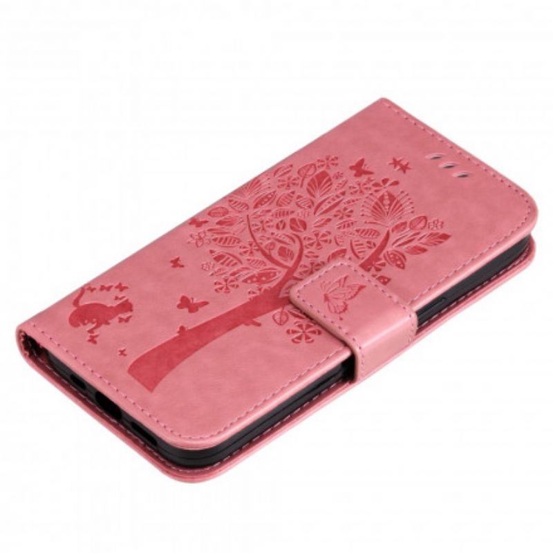 Flip Cover Motorola Edge 20 Lite Tree And Thong Cat