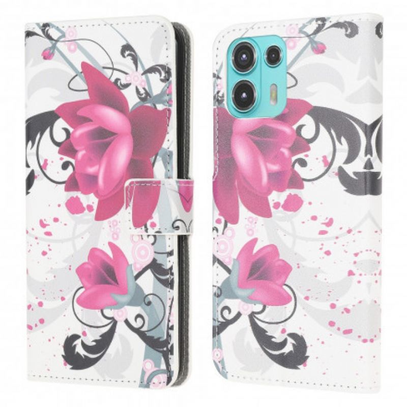 Flip Cover Motorola Edge 20 Lite Tropiske Blomster