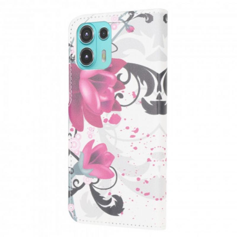 Flip Cover Motorola Edge 20 Lite Tropiske Blomster