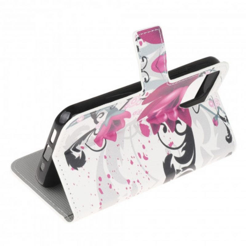 Flip Cover Motorola Edge 20 Lite Tropiske Blomster