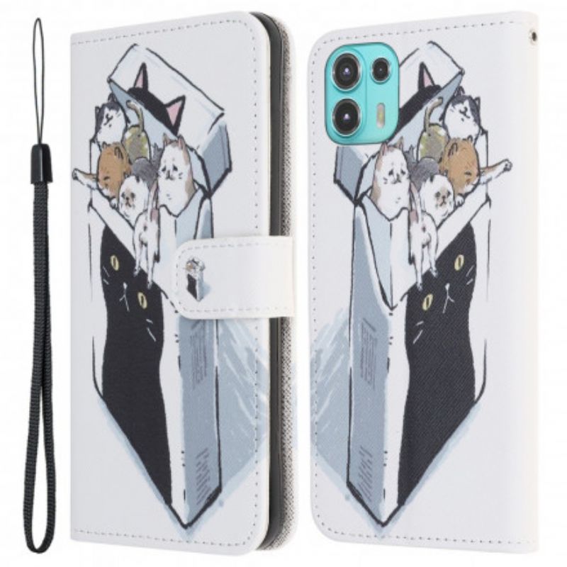 Flip Cover Til Motorola Edge 20 Lite Levering Thong Cats