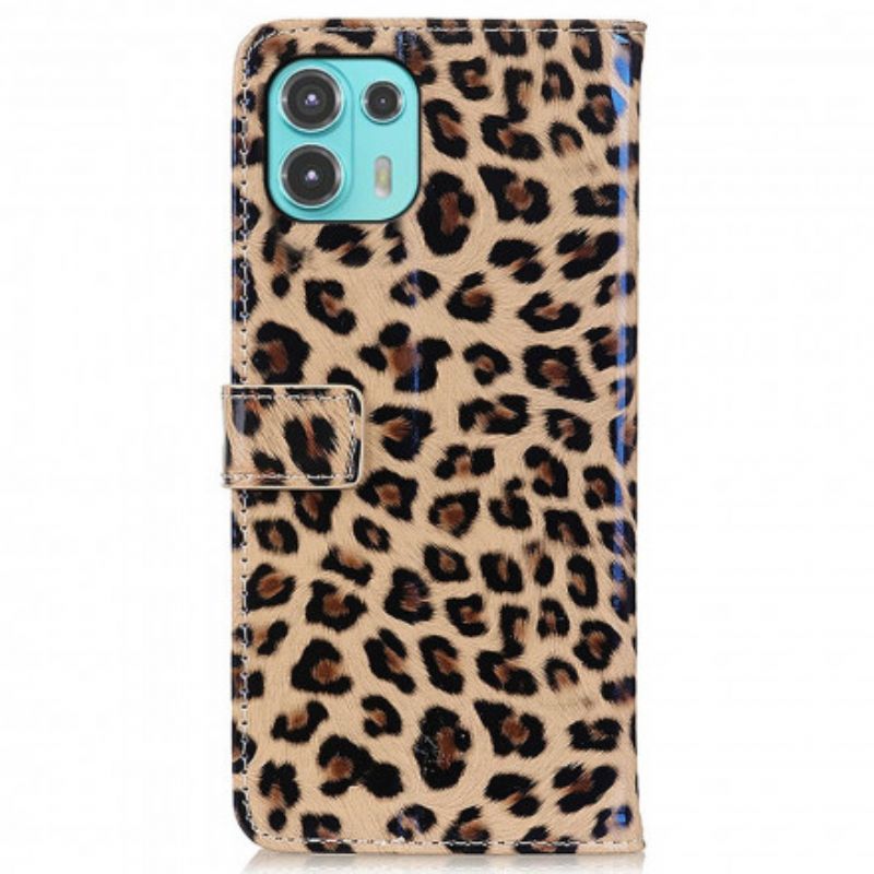 Læder Cover Motorola Edge 20 Lite Telefon Etui Leopard