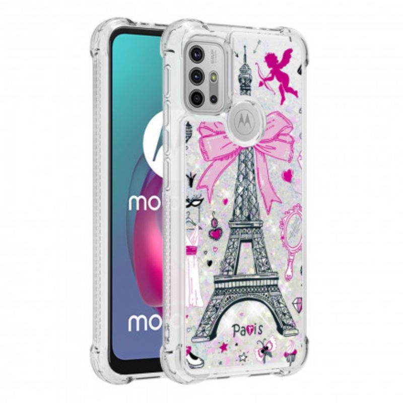 Cover Moto G30 / G10 Eiffeltårnets Pailletter