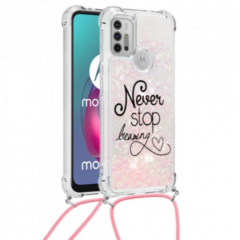 Cover Moto G30 / G10 Never Stop Glitter Snøre