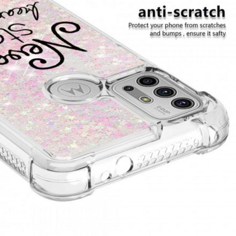 Cover Moto G30 / G10 Telefon Etui Stop Aldrig Med At Drømme Om Glitter