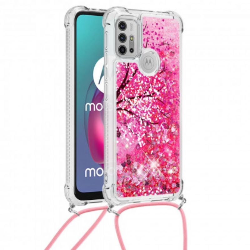 Cover Til Moto G30 / G10 Glittertræ Med Ledning