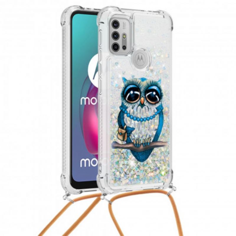 Cover Til Moto G30 / G10 Miss Owl Sequin Snøre