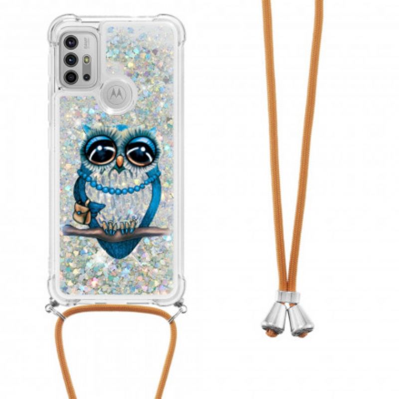 Cover Til Moto G30 / G10 Miss Owl Sequin Snøre