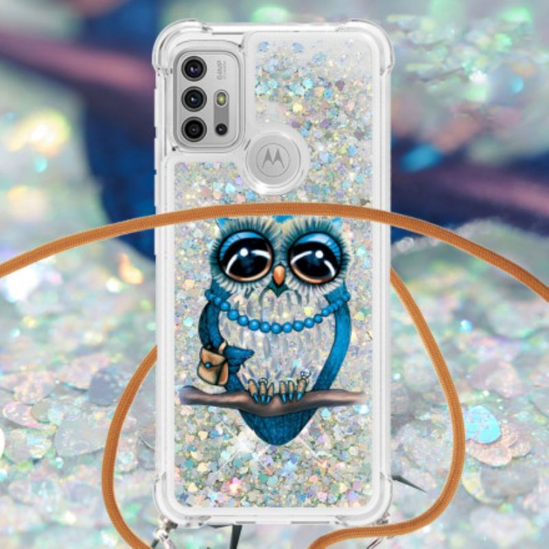 Cover Til Moto G30 / G10 Miss Owl Sequin Snøre