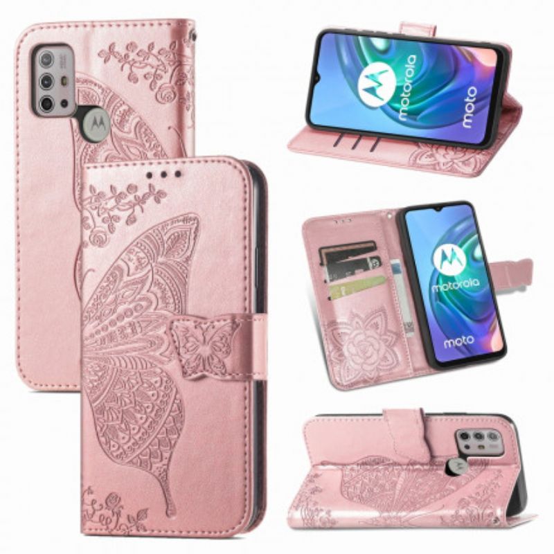 Flip Cover Moto G30 / G10 Halv Sommerfugl