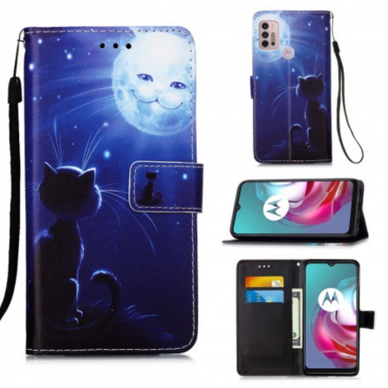 Flip Cover Moto G30 / G10 Moonlight Cat