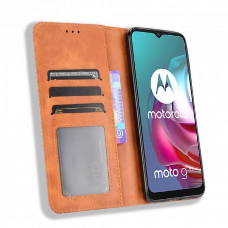 Flip Cover Moto G30 / G10 Stiliseret Vintage Lædereffekt