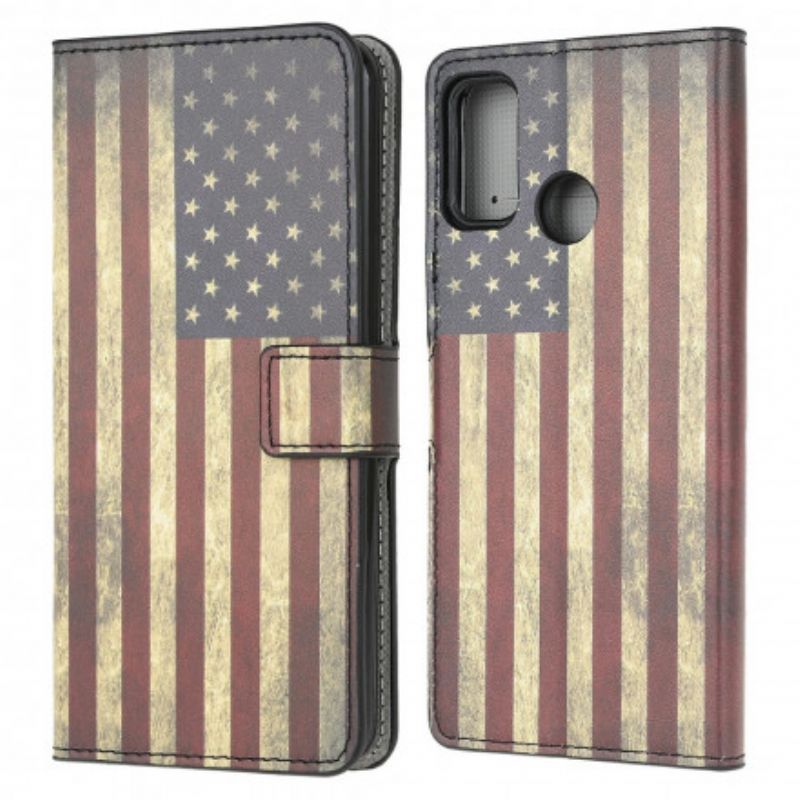 Læder Cover Moto G30 / G10 Amerikansk Flag