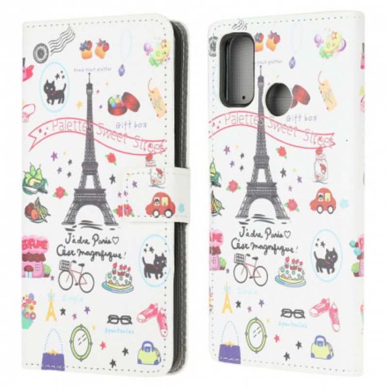 Læder Cover Moto G30 / G10 Jeg Elsker Paris