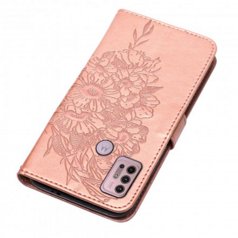 Læder Cover Moto G30 / G10 Telefon Etui Butterfly Design