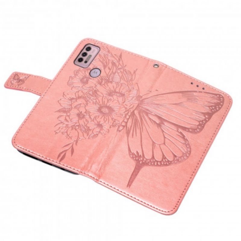 Læder Cover Moto G30 / G10 Telefon Etui Butterfly Design