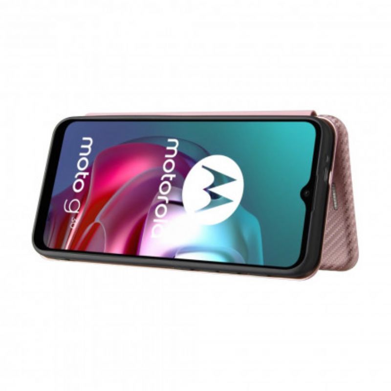 Læder Cover Moto G30 / G10 Telefon Etui Farvet Carbon Silikone