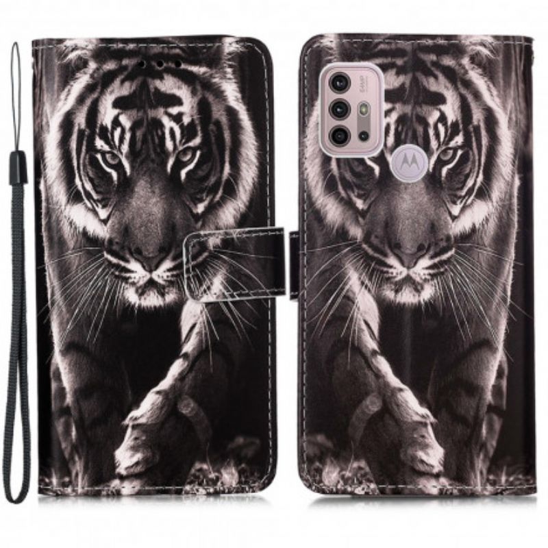 Læder Cover Moto G30 / G10 Telefon Etui Night Tiger