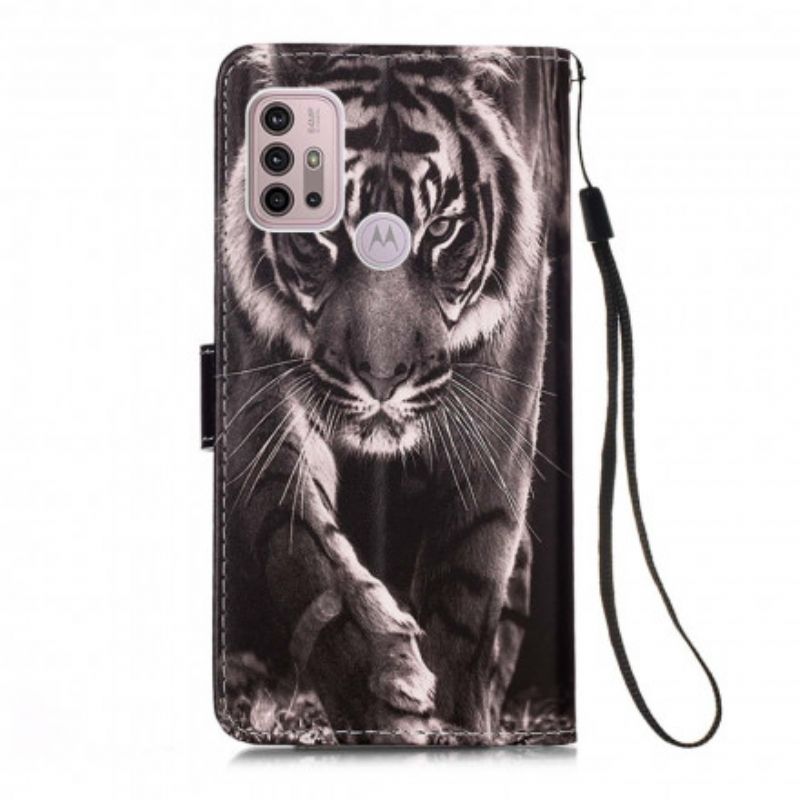 Læder Cover Moto G30 / G10 Telefon Etui Night Tiger