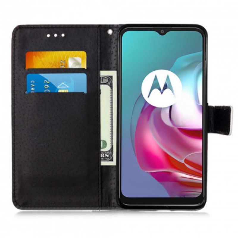 Læder Cover Moto G30 / G10 Telefon Etui Night Tiger