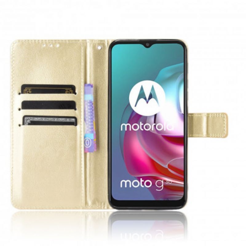 Læder Cover Moto G30 / G10 Telefon Etui Prangende Imiteret Læder