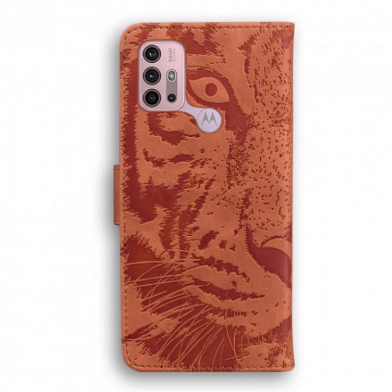 Læder Cover Moto G30 / G10 Telefon Etui Tiger Face Print