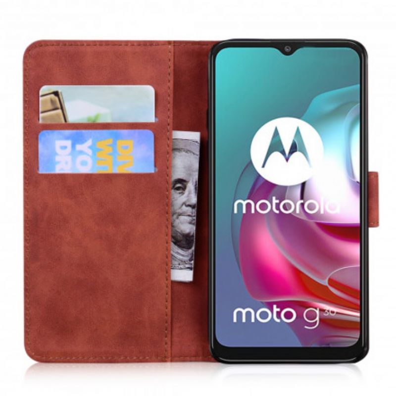 Læder Cover Moto G30 / G10 Telefon Etui Tiger Face Print