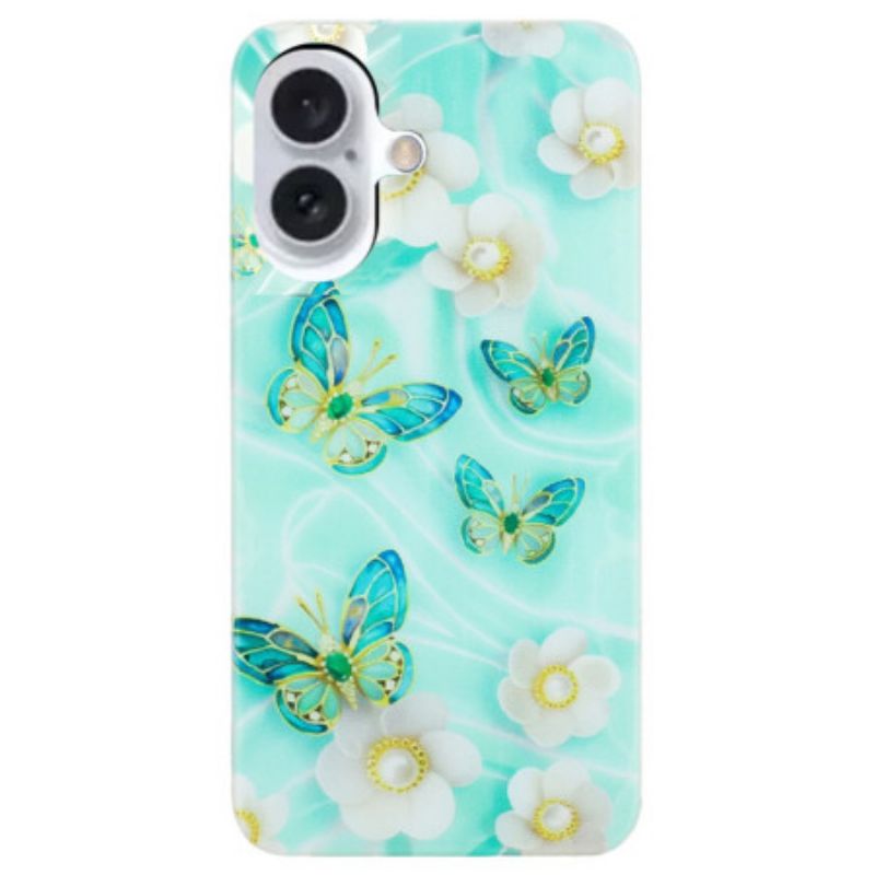 Cover iPhone 16 Blomster Og Sommerfugle