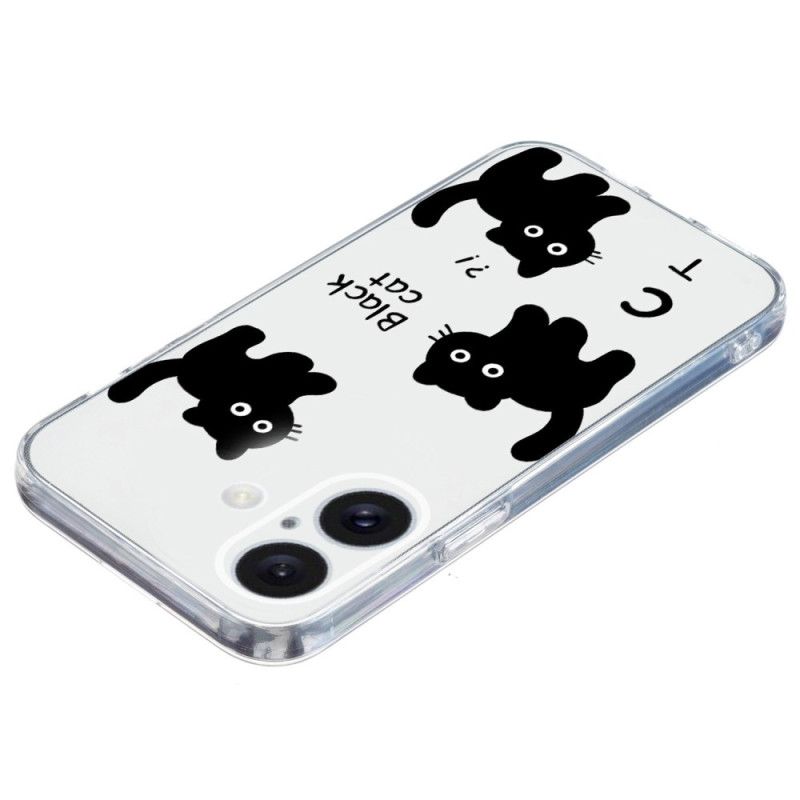 Cover iPhone 16 Transparent Edge Black Cats