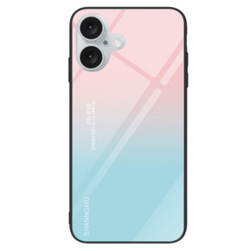 Cover Til iPhone 16 Gradient Hærdet Glas Pink Blå