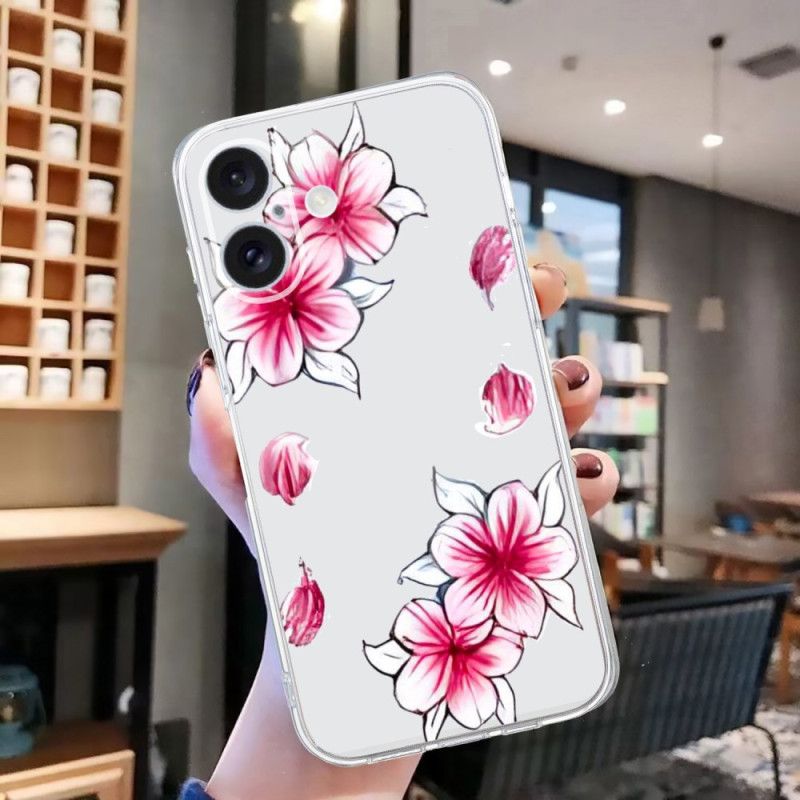 Cover Til iPhone 16 Transparent Edge Cherry Blossom