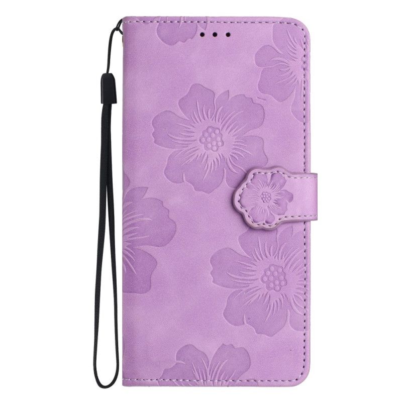 Flip Cover iPhone 16 Blomstermønster Med Rem