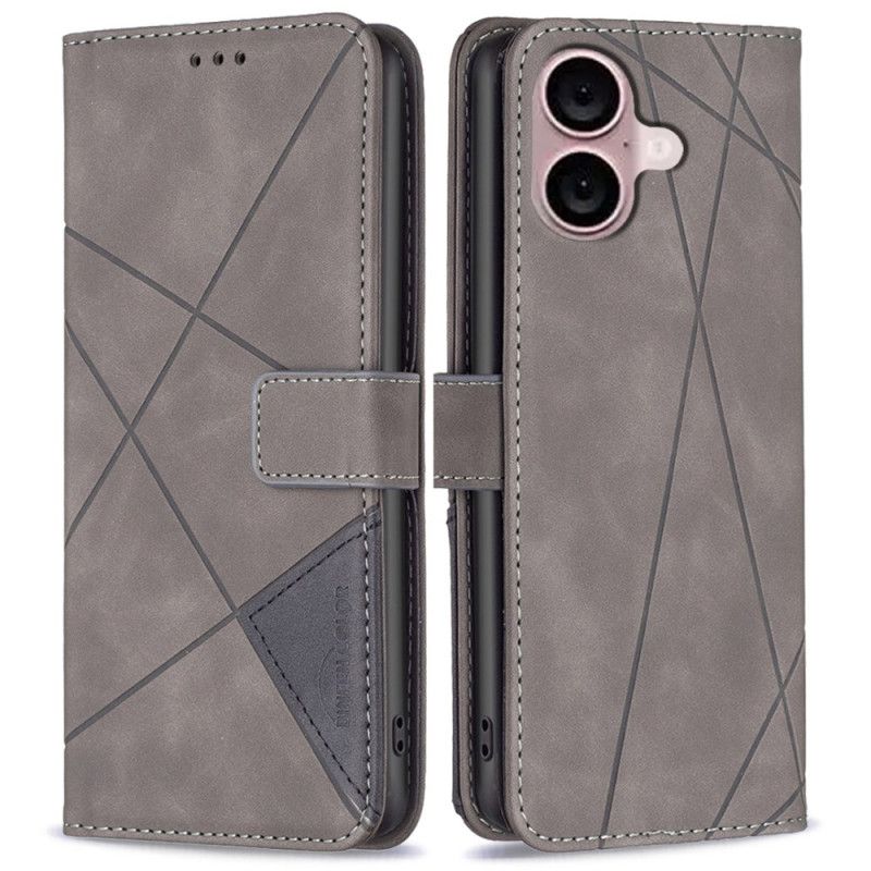 Flip Cover iPhone 16 Geometri Binfen Farve