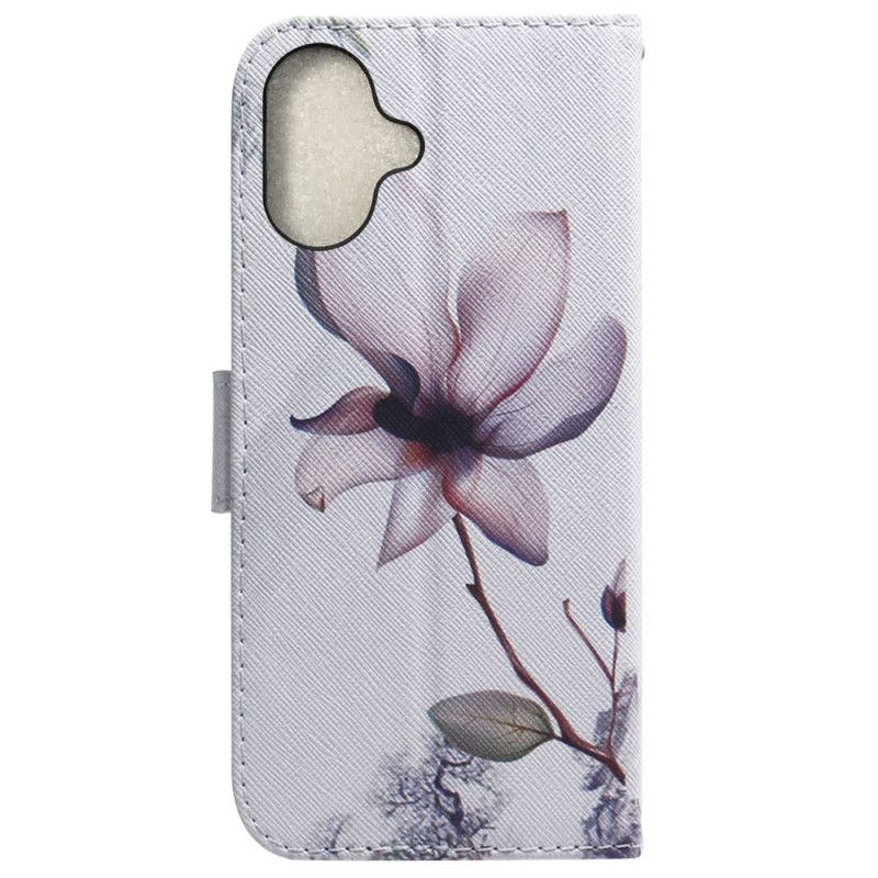 Flip Cover iPhone 16 Lyserød Blomst