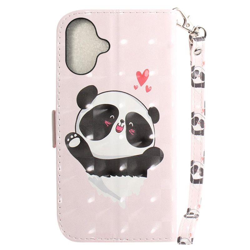 Flip Cover iPhone 16 Panda Love Med Rem