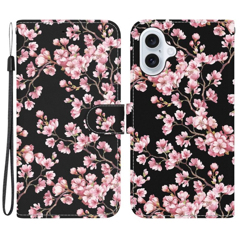 Flip Cover Til iPhone 16 Fastspændte Blommeblomster