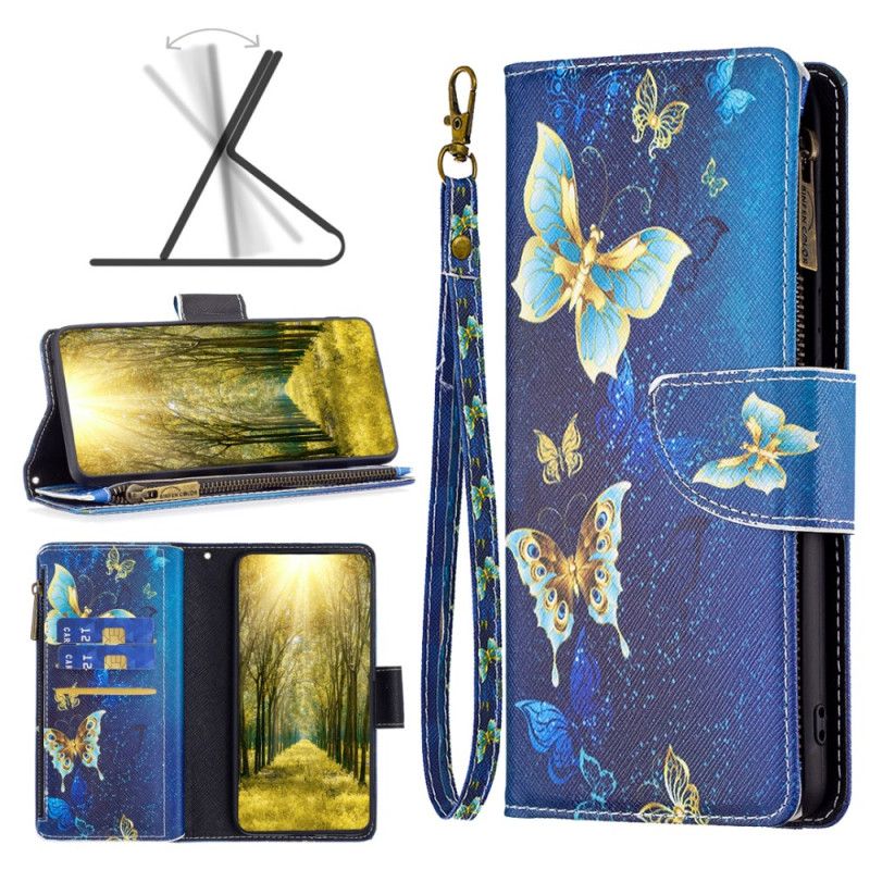 Flip Cover Til iPhone 16 Golden Butterflies Wallet