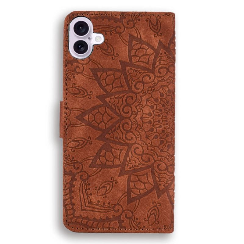 Flip Cover Til iPhone 16 Mandala Ruskindseffekt