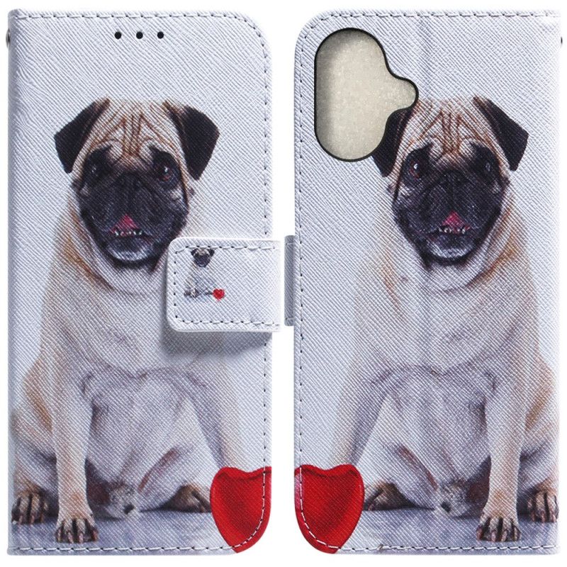 Flip Cover Til iPhone 16 Mops Hund