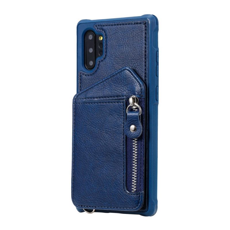 Cover for Samsung Galaxy Note 10 Plus Mørkeblå Tegnebog Med Lynlås