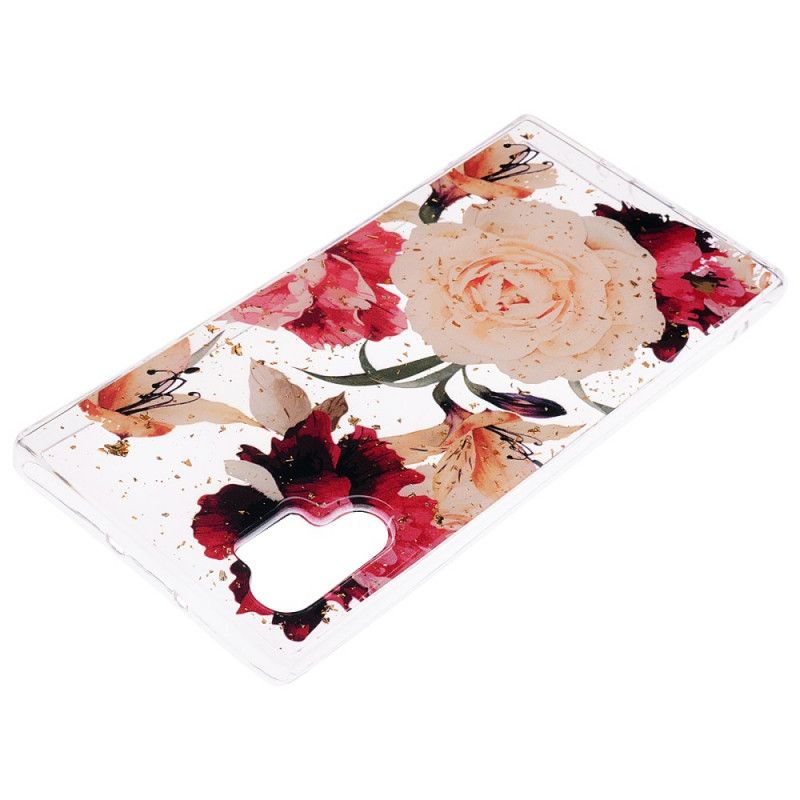 Cover Samsung Galaxy Note 10 Plus Blomster Og Glitter Beskyttelse